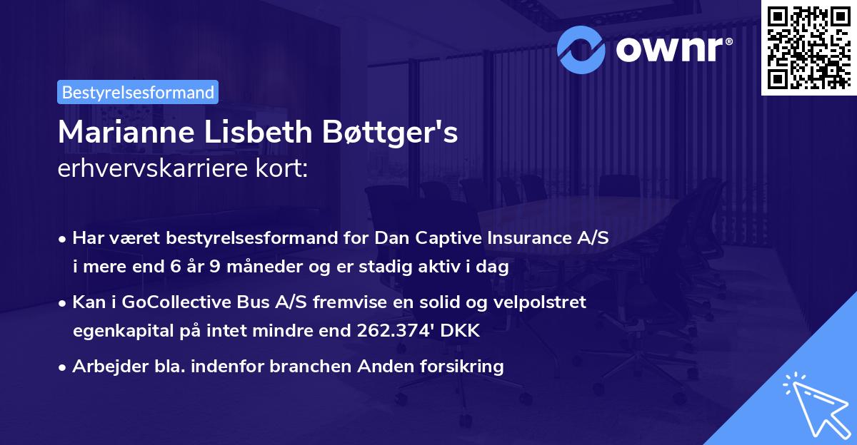 Marianne Lisbeth Bøttger's erhvervskarriere kort