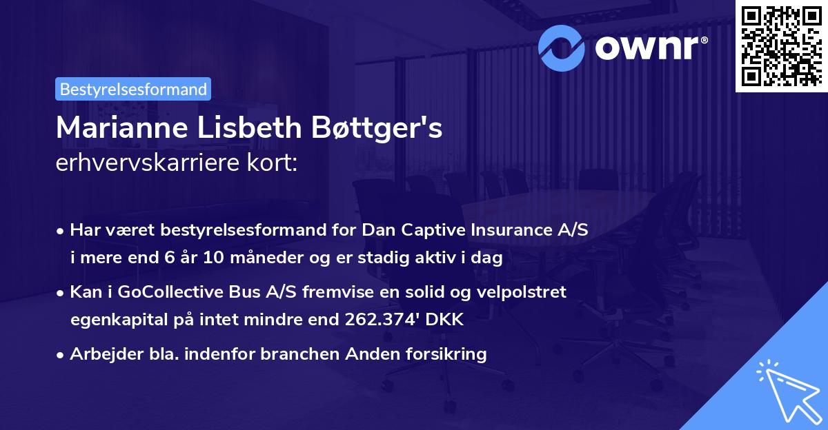 Marianne Lisbeth Bøttger's erhvervskarriere kort
