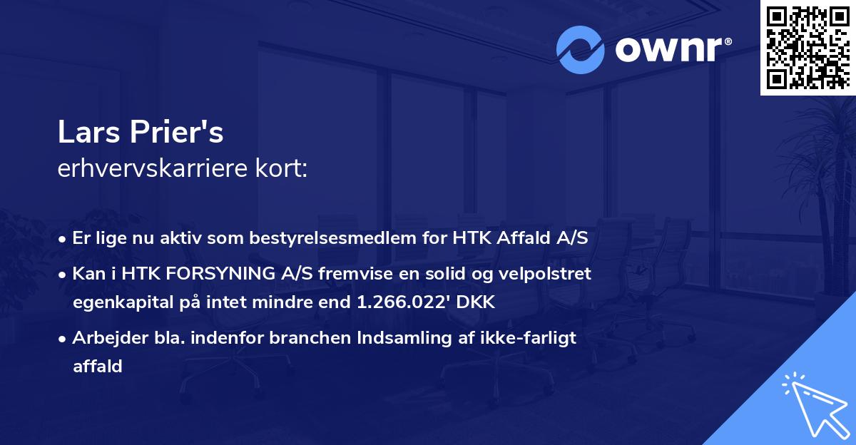 Lars Prier's erhvervskarriere kort