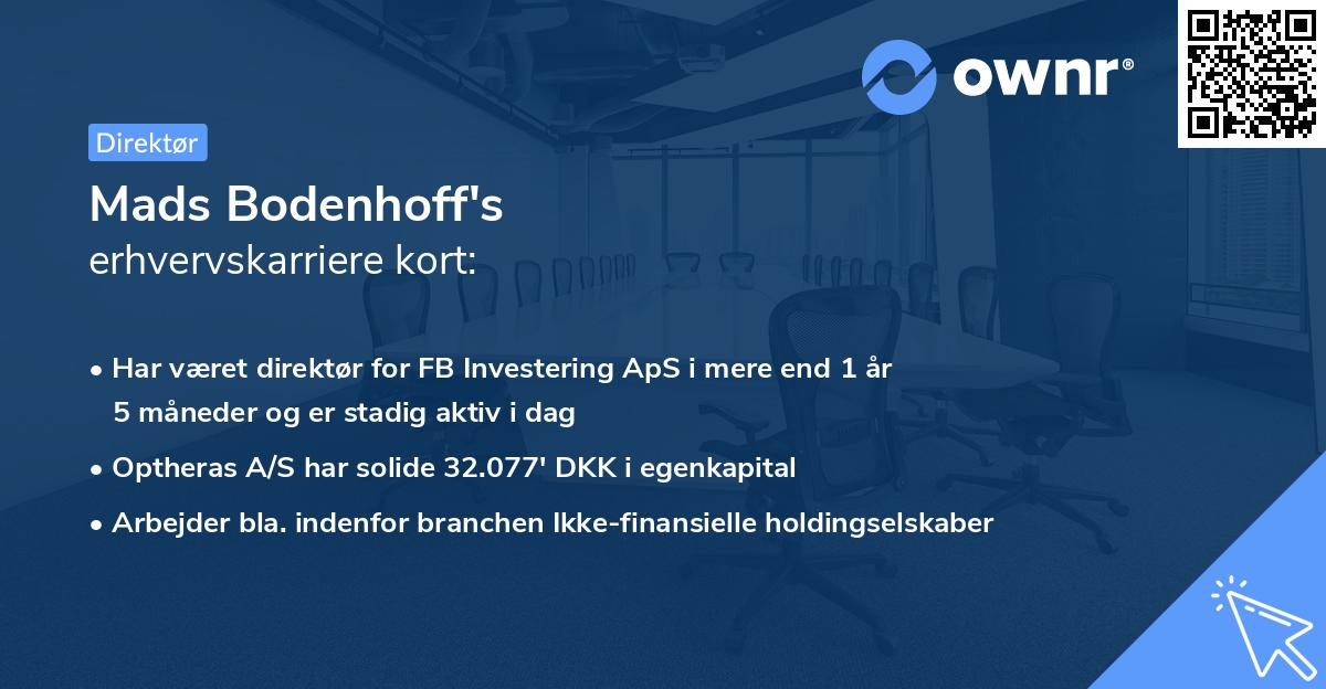 Mads Bodenhoff's erhvervskarriere kort