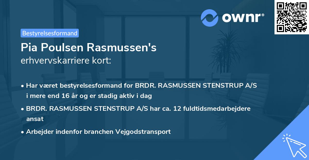 Pia Poulsen Rasmussen's erhvervskarriere kort