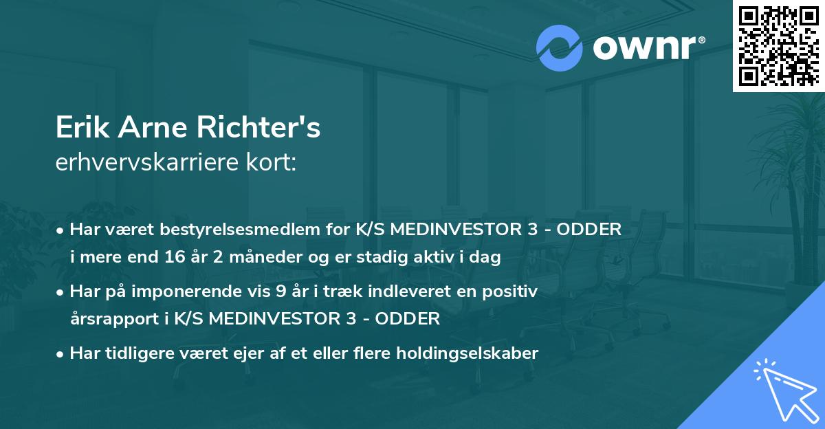 Erik Arne Richter's erhvervskarriere kort