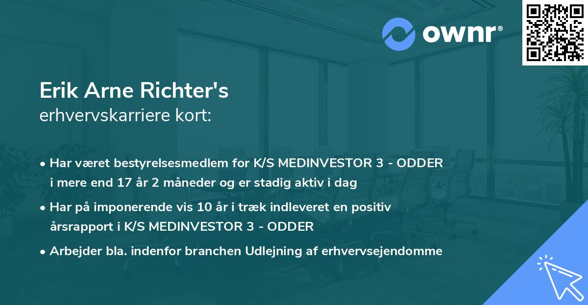 Erik Arne Richter's erhvervskarriere kort