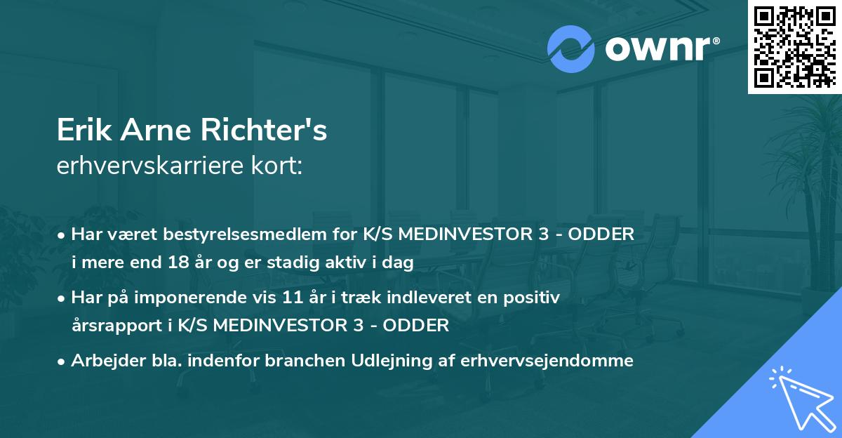 Erik Arne Richter's erhvervskarriere kort