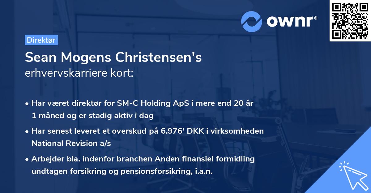 Sean Mogens Christensen's erhvervskarriere kort