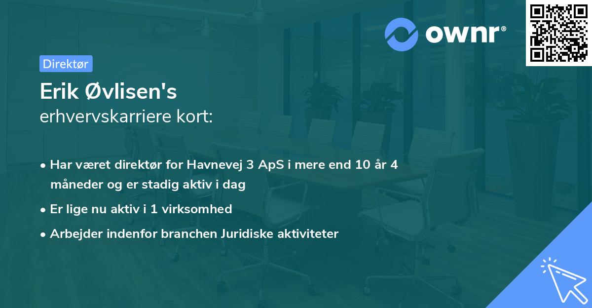 Erik Øvlisen's erhvervskarriere kort