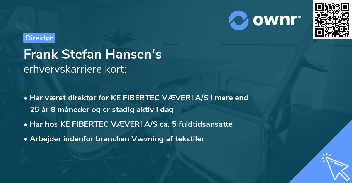 Frank Stefan Hansen's erhvervskarriere kort