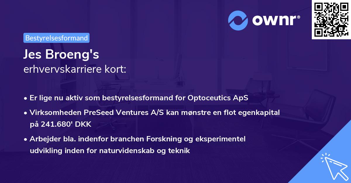 Jes Broeng's erhvervskarriere kort