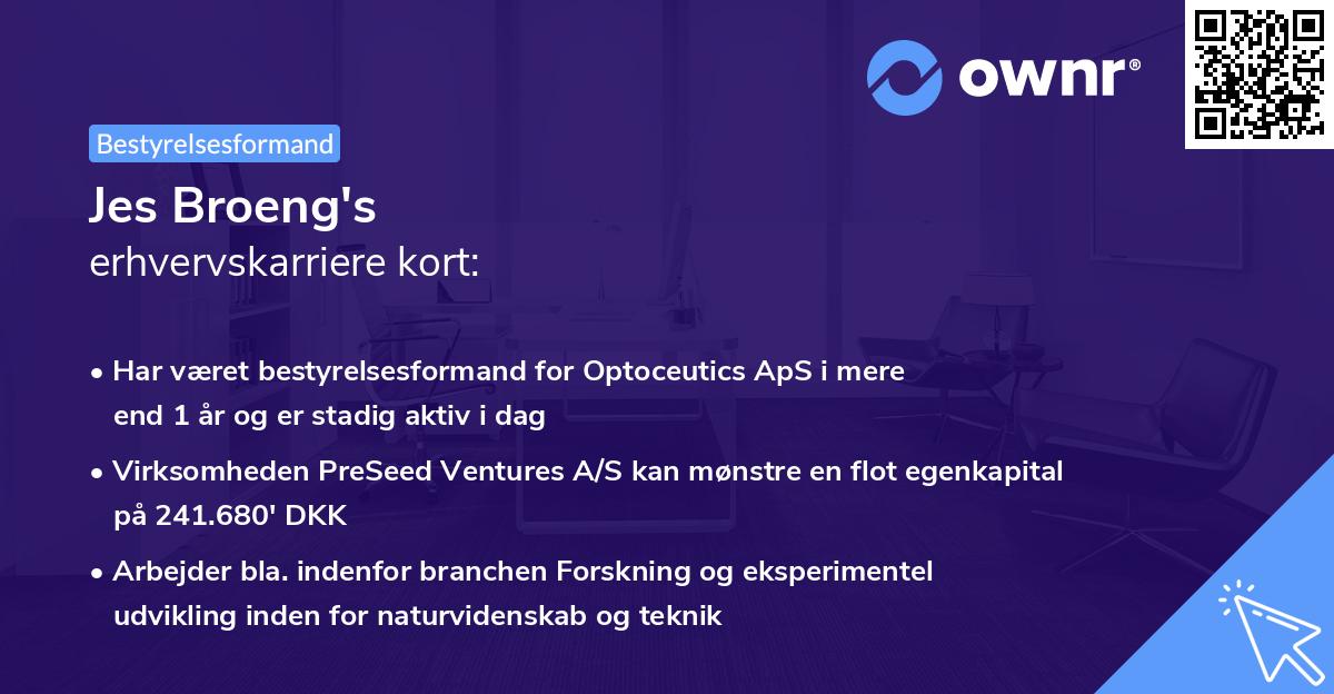 Jes Broeng's erhvervskarriere kort