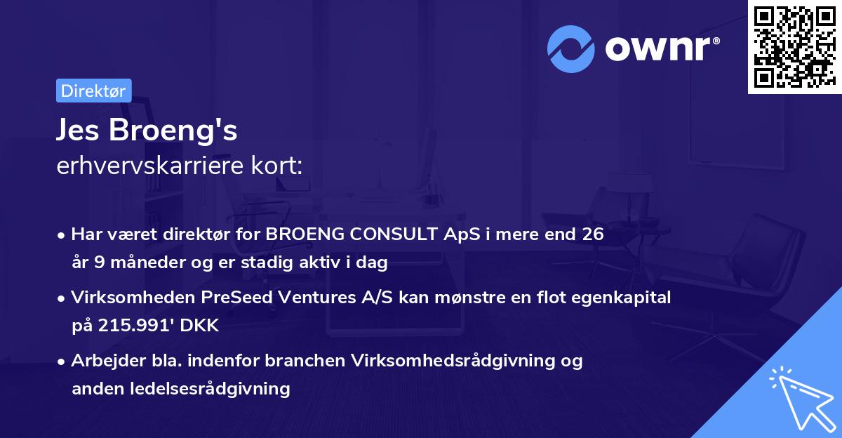 Jes Broeng's erhvervskarriere kort