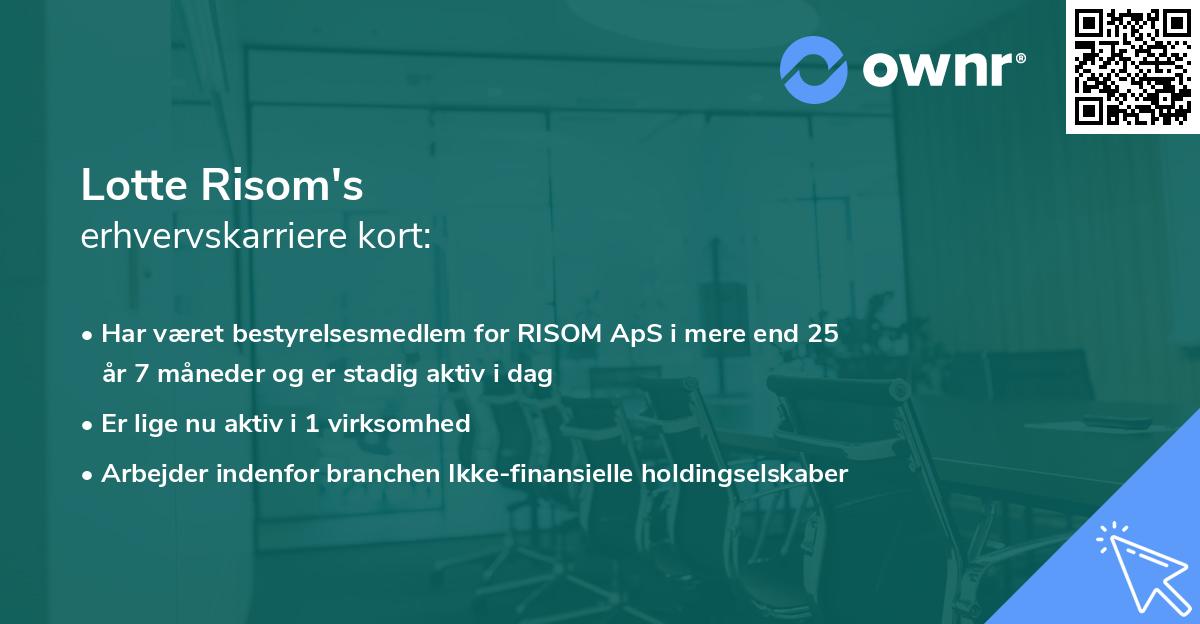 Lotte Risom's erhvervskarriere kort