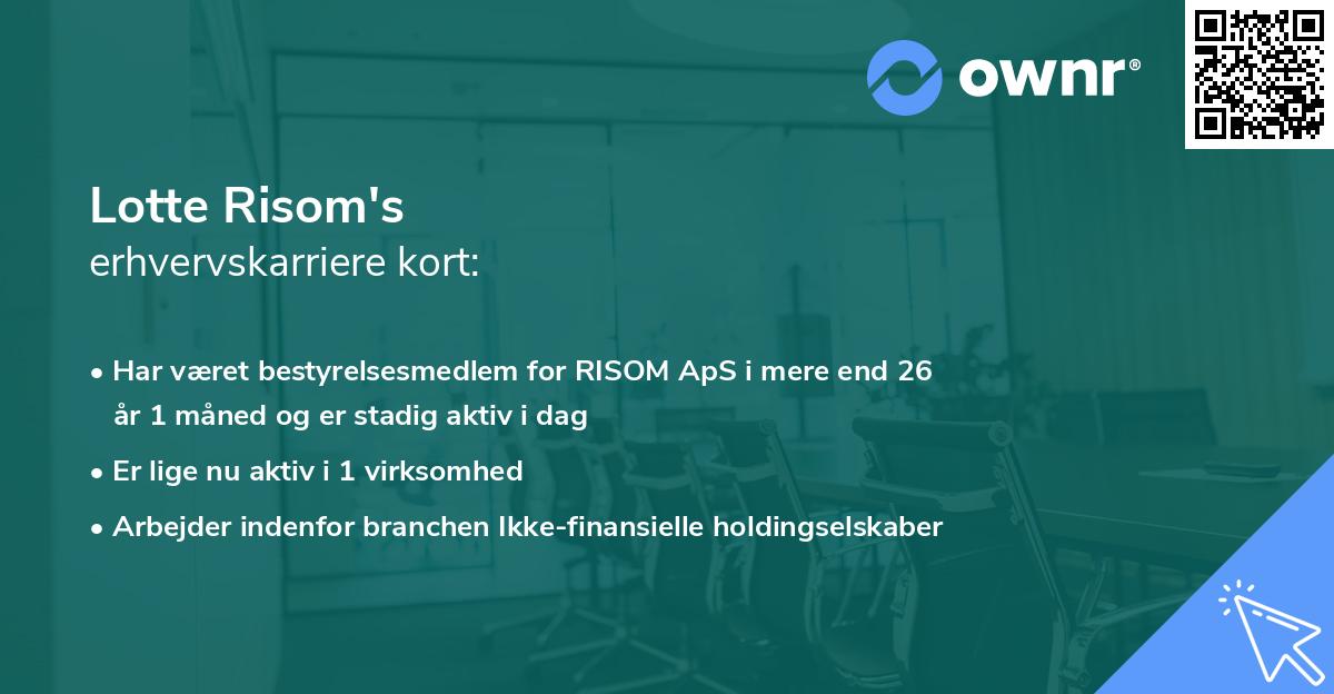Lotte Risom's erhvervskarriere kort