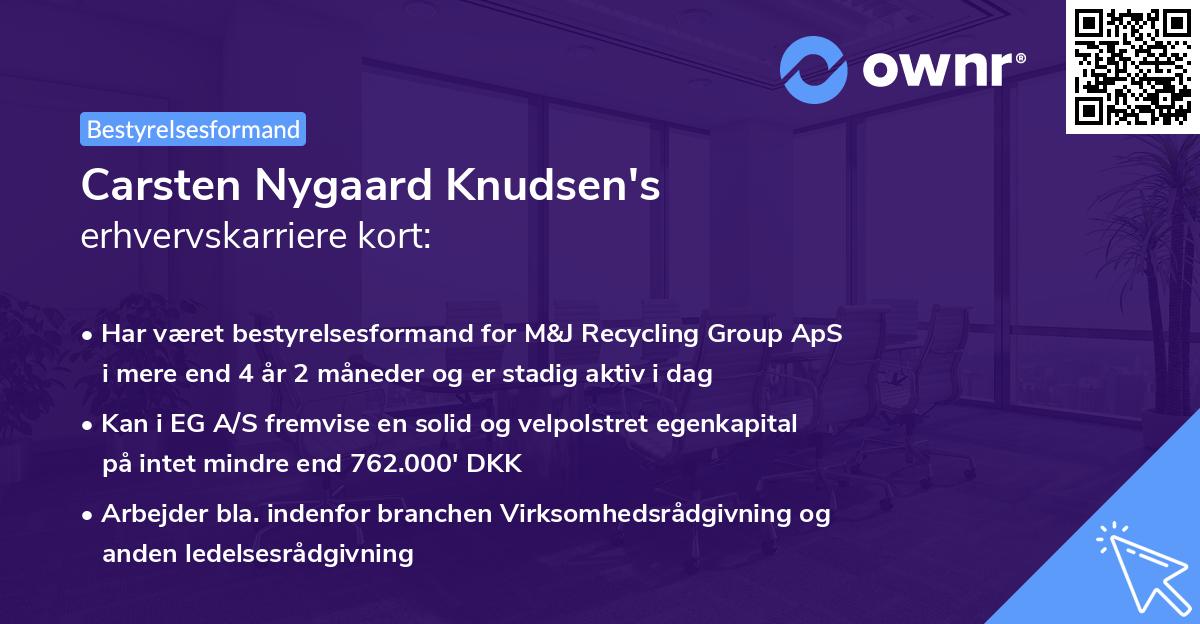 Carsten Nygaard Knudsen's erhvervskarriere kort