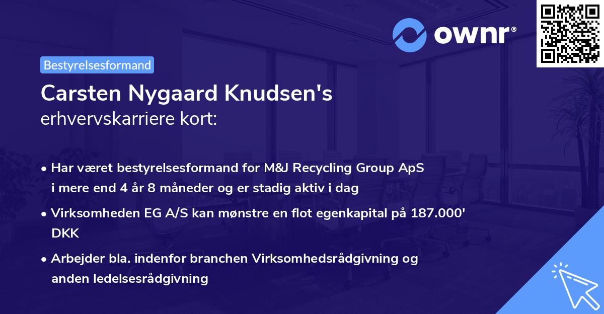 Carsten Nygaard Knudsen's erhvervskarriere kort