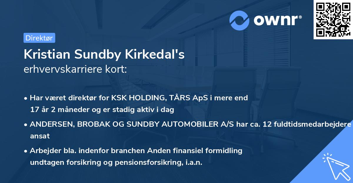 Kristian Sundby Kirkedal's erhvervskarriere kort