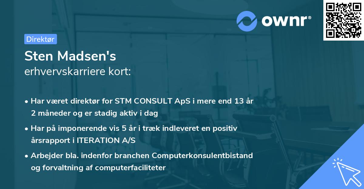 Sten Madsen's erhvervskarriere kort