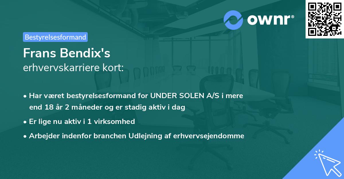 Frans Bendix's erhvervskarriere kort
