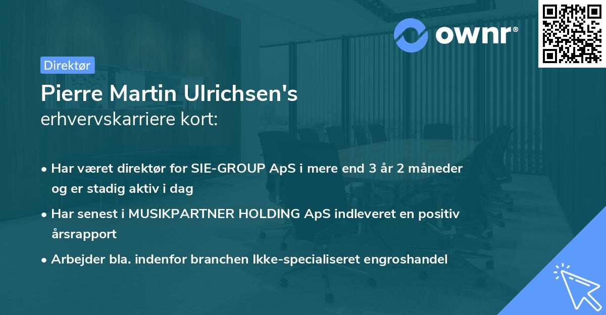 Pierre Martin Ulrichsen's erhvervskarriere kort