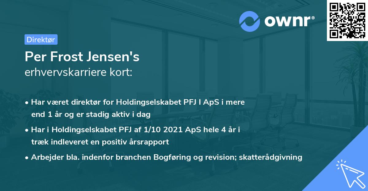 Per Frost Jensen's erhvervskarriere kort