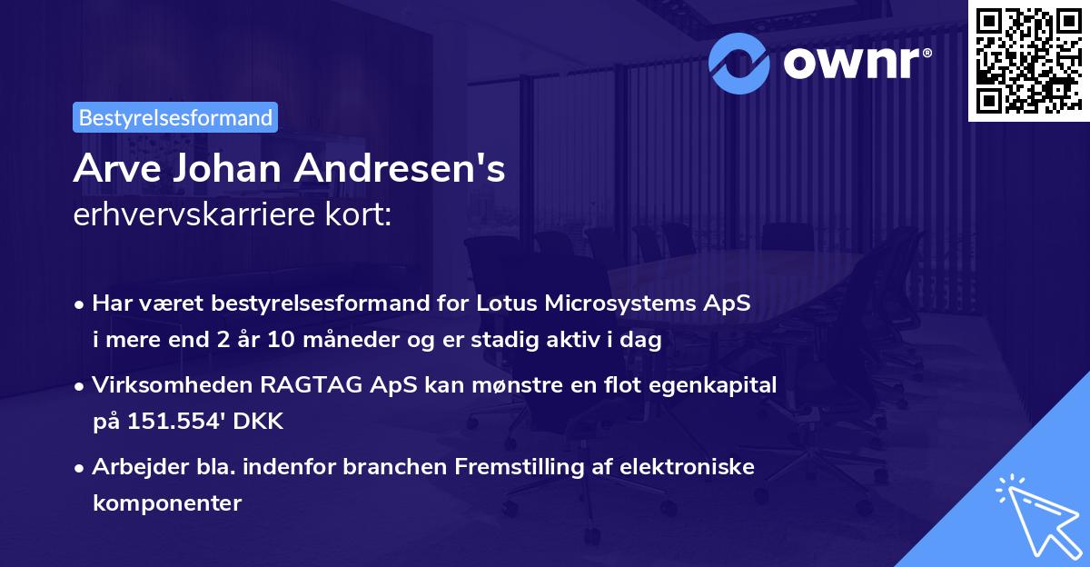 Arve Johan Andresen's erhvervskarriere kort