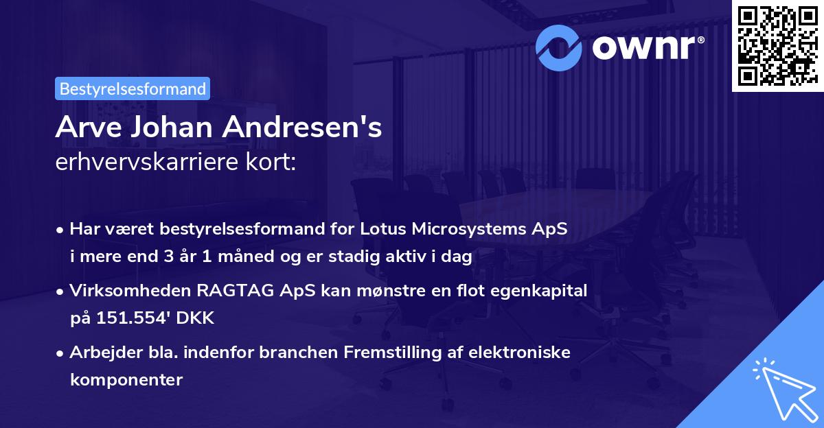 Arve Johan Andresen's erhvervskarriere kort