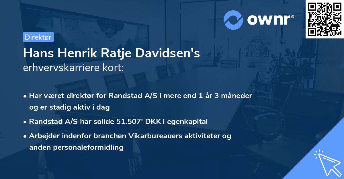 Hans Henrik Ratje Davidsen's erhvervskarriere kort
