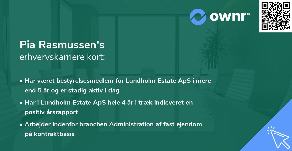 Pia Rasmussen's erhvervskarriere kort