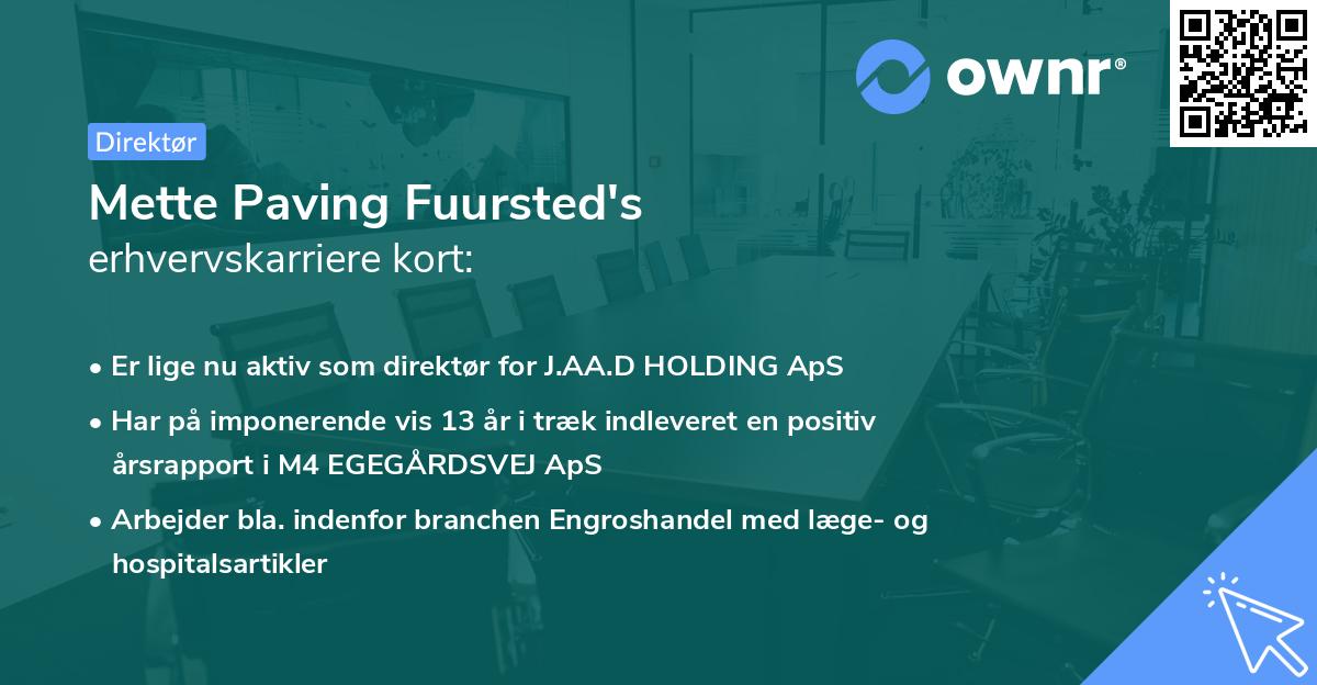 Mette Paving Fuursted's erhvervskarriere kort