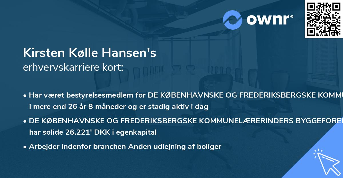 Kirsten Kølle Hansen's erhvervskarriere kort
