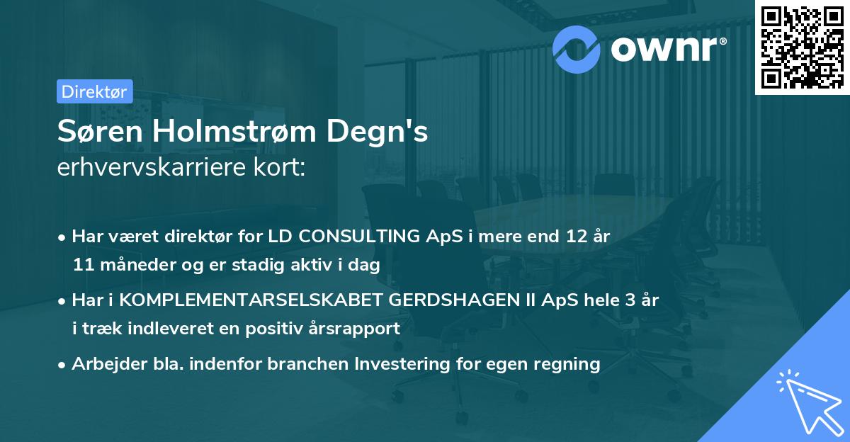 Søren Holmstrøm Degn's erhvervskarriere kort