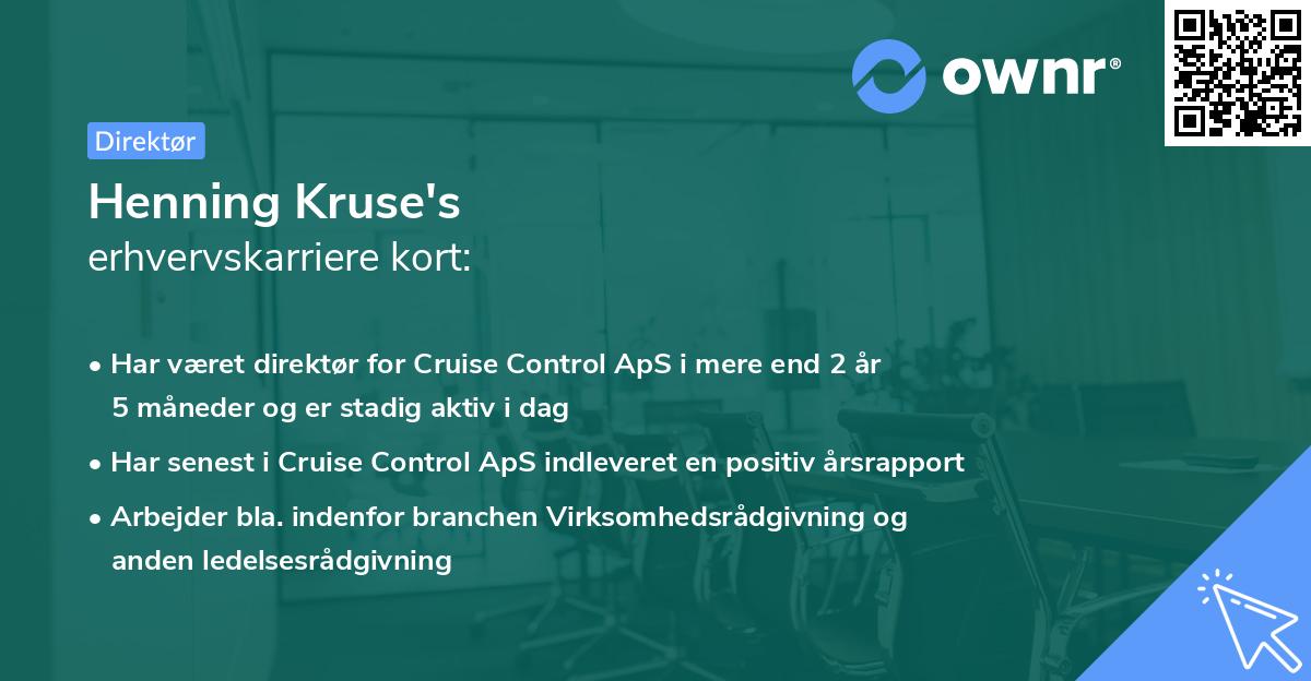 Henning Kruse's erhvervskarriere kort