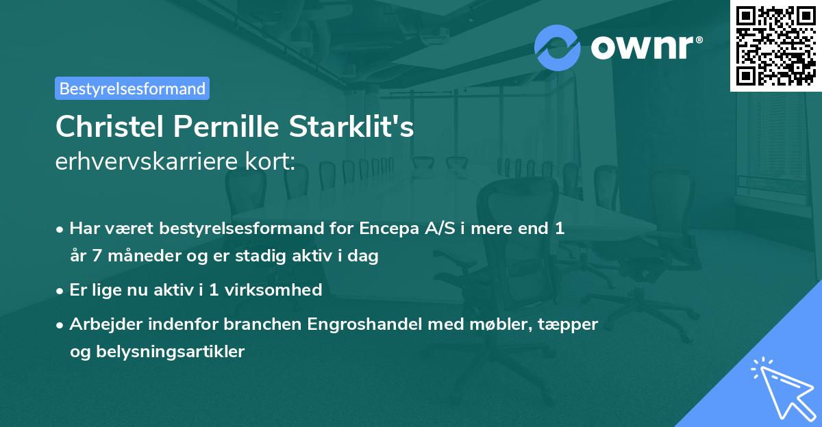 Christel Pernille Starklit's erhvervskarriere kort