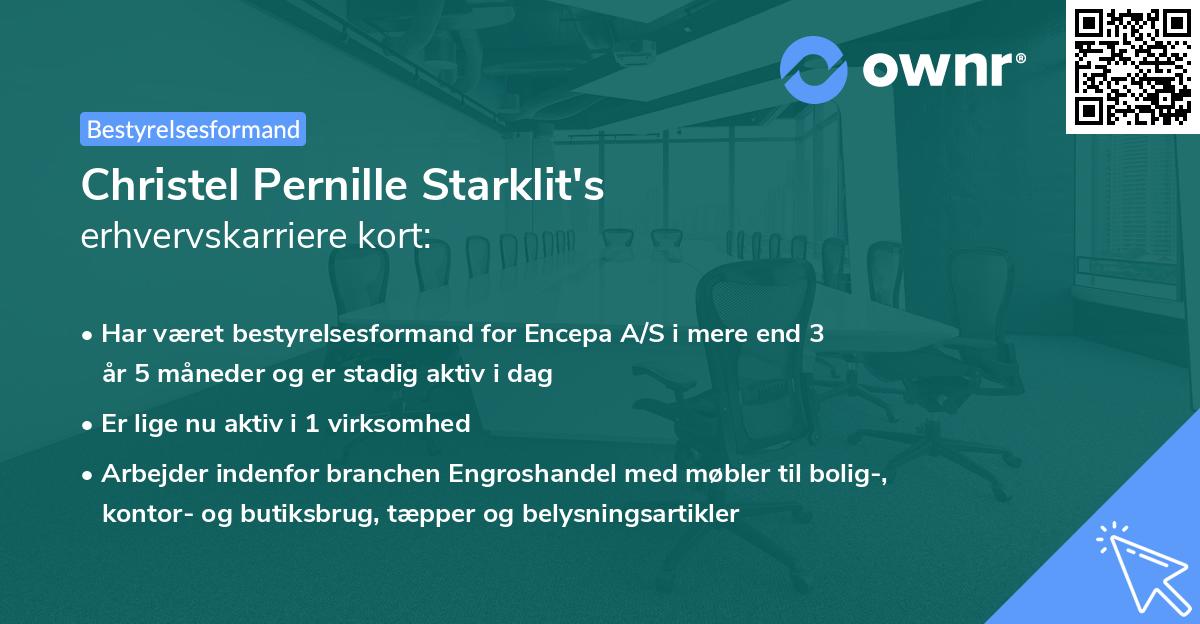 Christel Pernille Starklit's erhvervskarriere kort