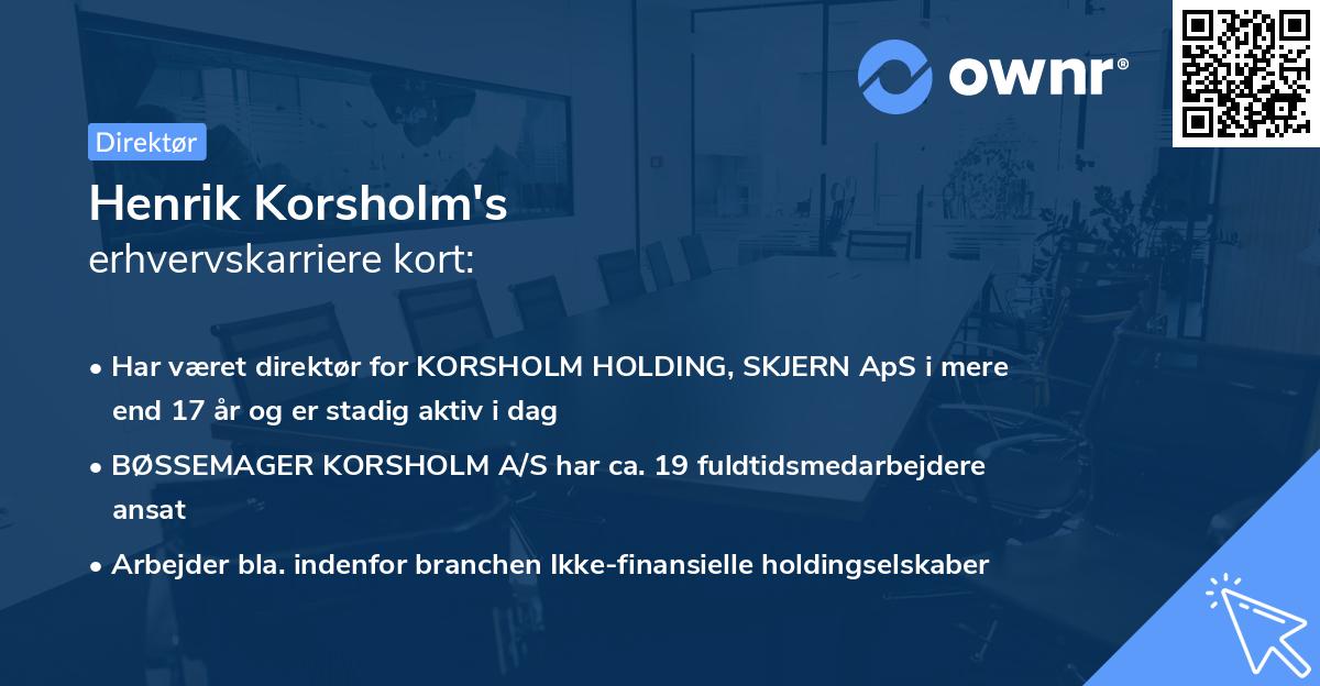 Henrik Korsholm's erhvervskarriere kort