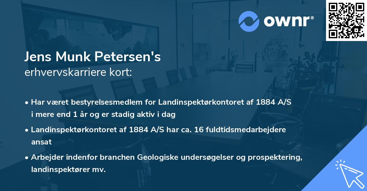 Jens Munk Petersen's erhvervskarriere kort