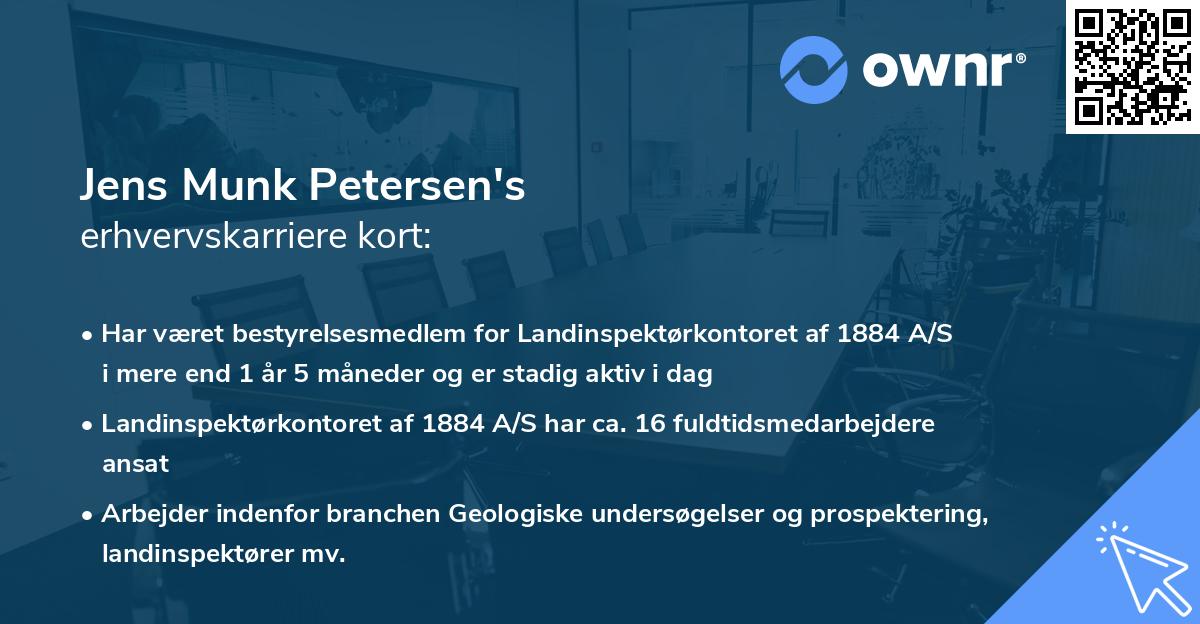 Jens Munk Petersen's erhvervskarriere kort