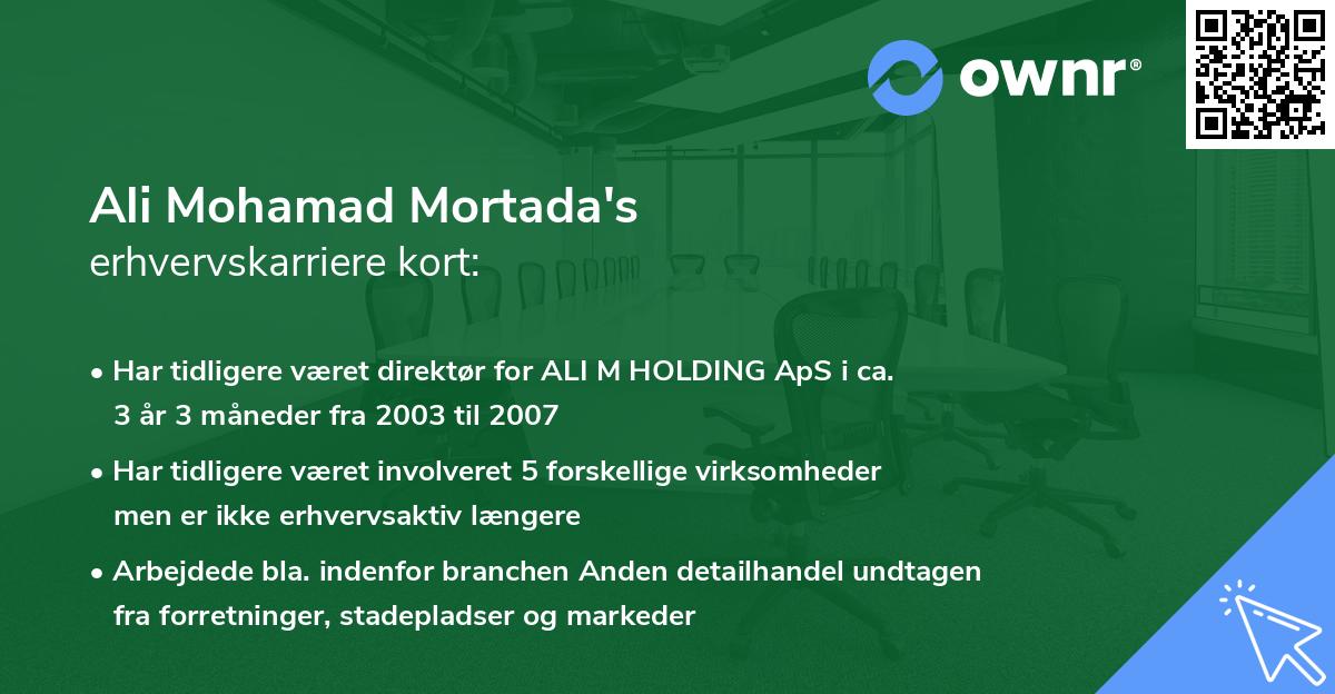 Ali Mohamad Mortada's erhvervskarriere kort