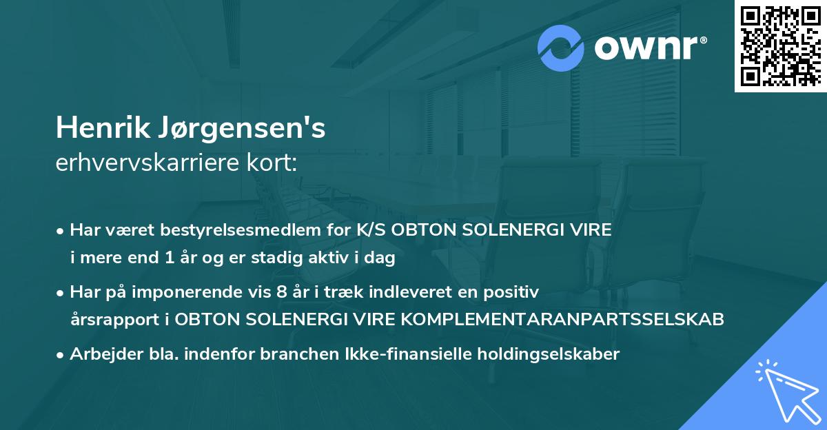 Henrik Jørgensen's erhvervskarriere kort