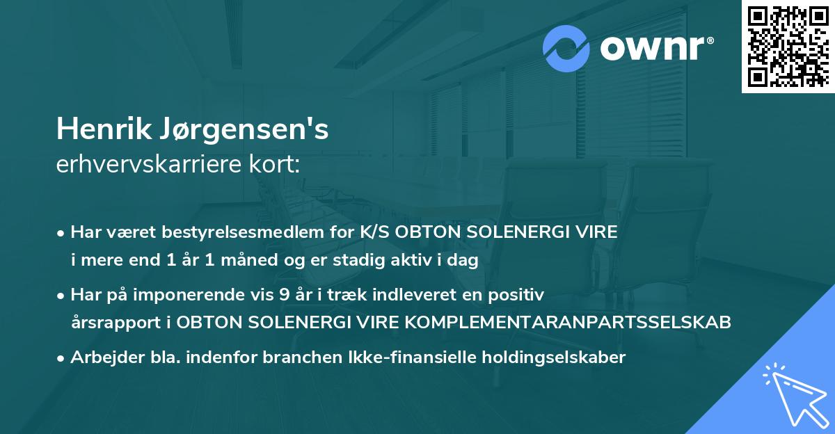 Henrik Jørgensen's erhvervskarriere kort