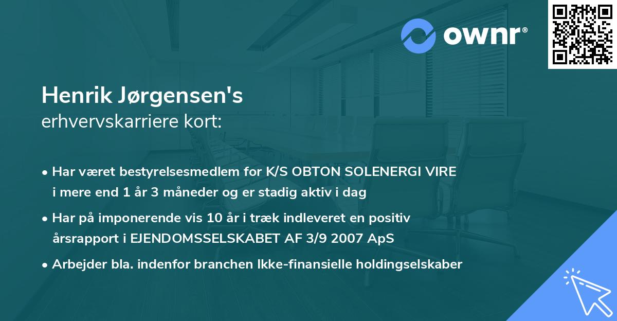 Henrik Jørgensen's erhvervskarriere kort