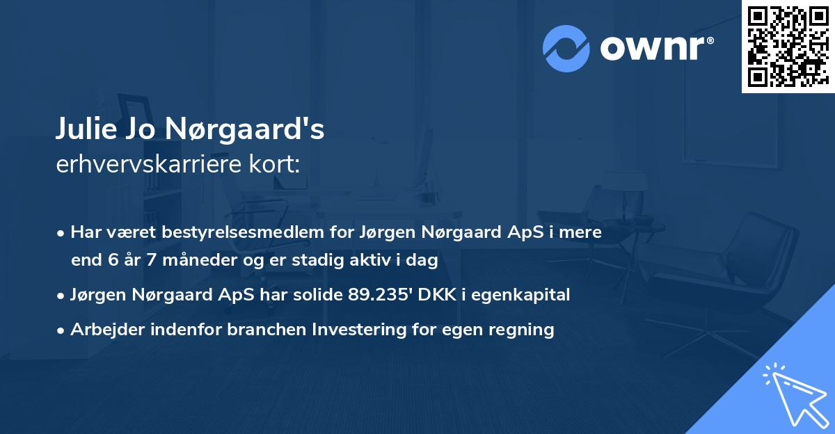 Julie Jo Nørgaard's erhvervskarriere kort