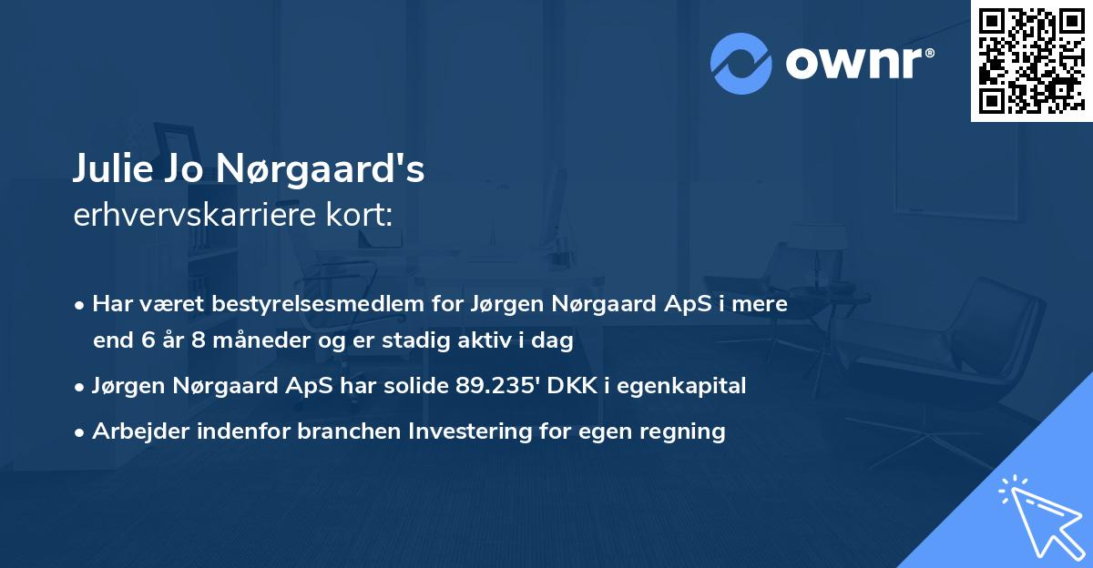 Julie Jo Nørgaard's erhvervskarriere kort