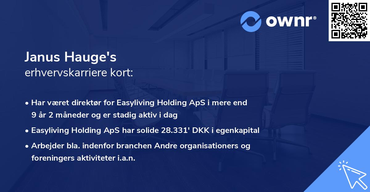 Janus Hauge's erhvervskarriere kort