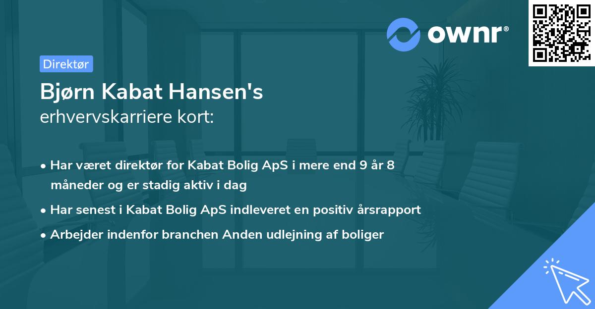 Bjørn Kabat Hansen's erhvervskarriere kort