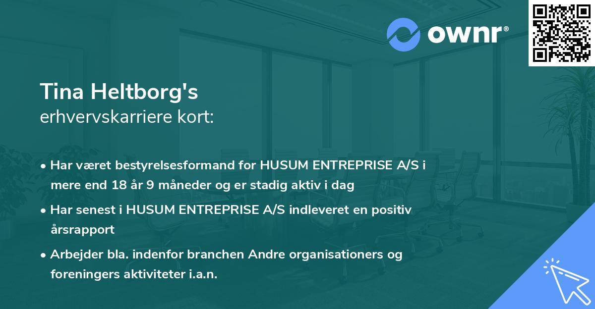 Tina Heltborg's erhvervskarriere kort
