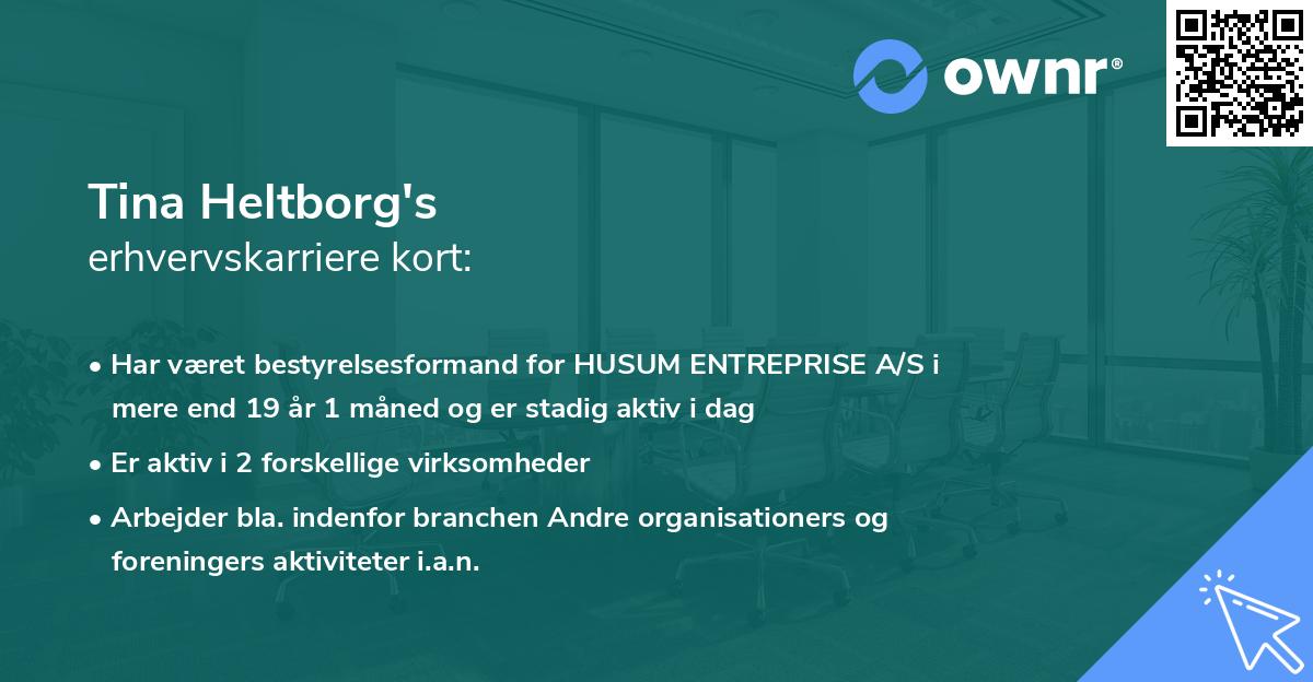 Tina Heltborg's erhvervskarriere kort