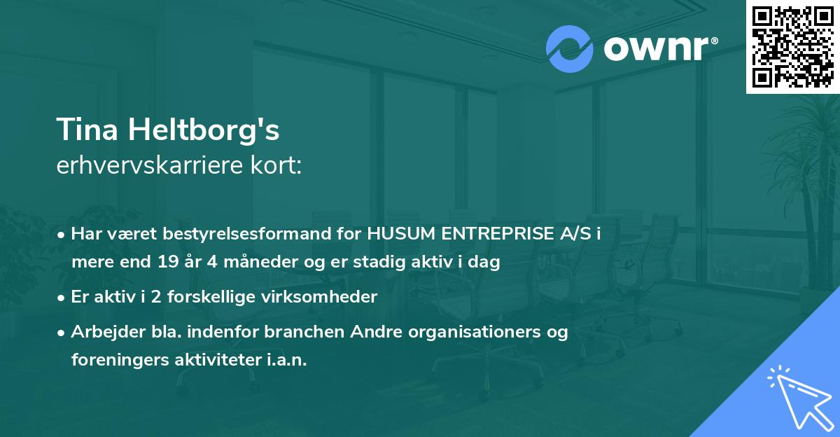 Tina Heltborg's erhvervskarriere kort