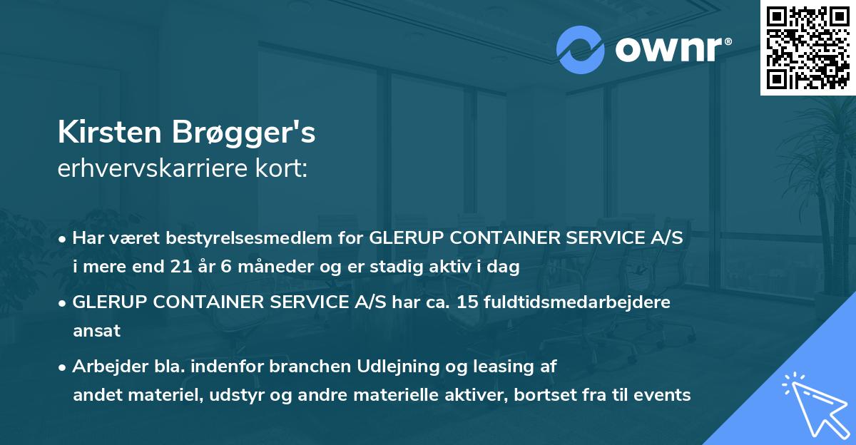Kirsten Brøgger's erhvervskarriere kort