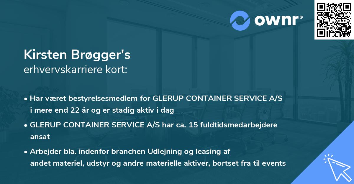 Kirsten Brøgger's erhvervskarriere kort