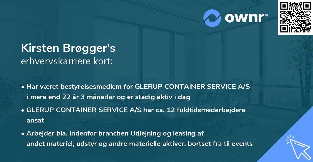 Kirsten Brøgger's erhvervskarriere kort